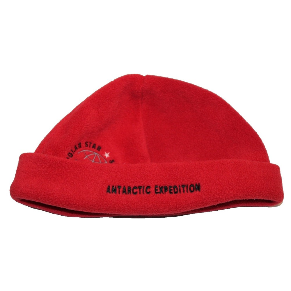 North End Antarctic Polar Star Expeditions red fleece winter hat